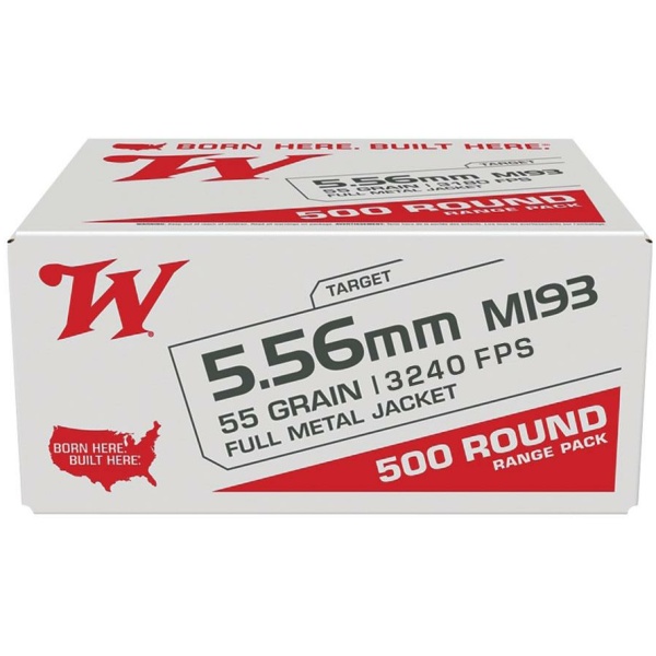 5.56mm 55 grain ammo box, 500 rounds.