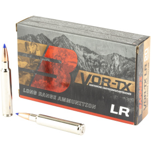 Barnes VOR-TX long range ammunition box with bullets.