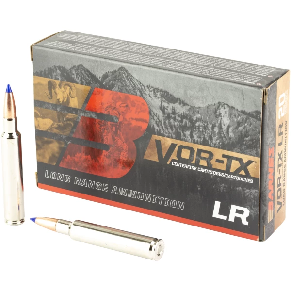 Barnes VOR-TX long range ammunition box with bullets.