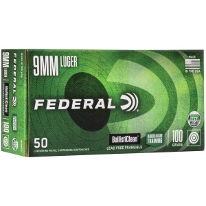 Federal 9mm Luger ammunition box, 50 rounds.