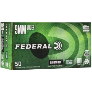 Federal 9mm Luger ammunition box, 50 rounds.