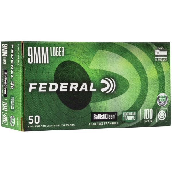 Federal 9mm Luger ammunition box, 50 rounds.
