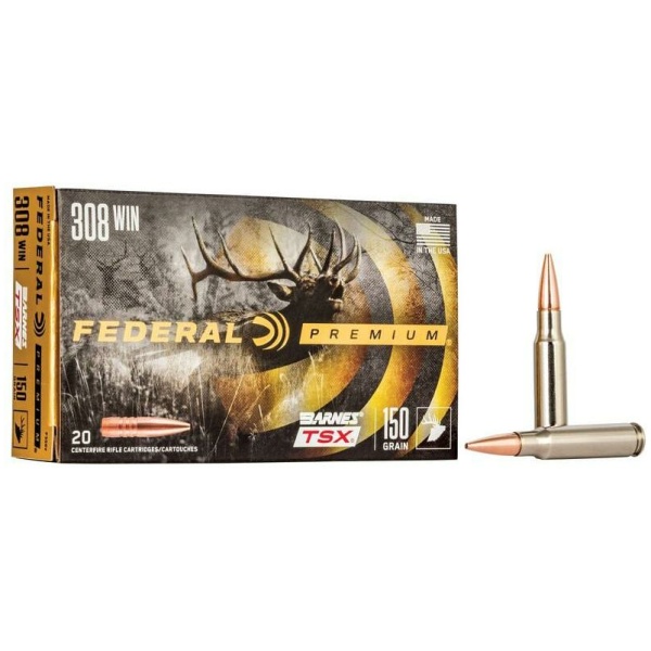 Federal Premium .308 Win ammo box and cartridges
