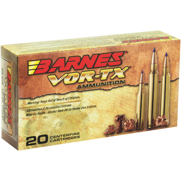 Barnes Vor-Tx ammunition box with cartridges.