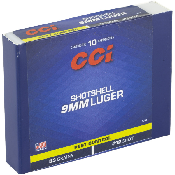 CCI shotshell 9mm Luger ammunition box