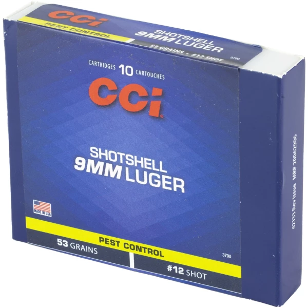 CCI 9mm Luger shotshell ammo box