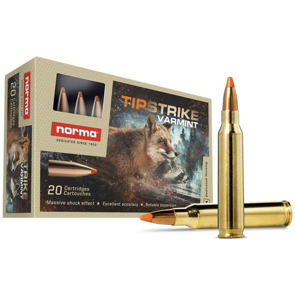 Box of Norma Tipstrike hunting ammunition.