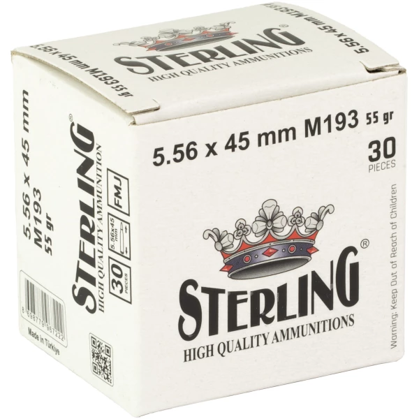 Sterling 5.56x45mm ammunition box, 30 pieces.