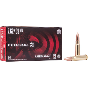 7.62x39mm Federal American Eagle ammunition box and bullets