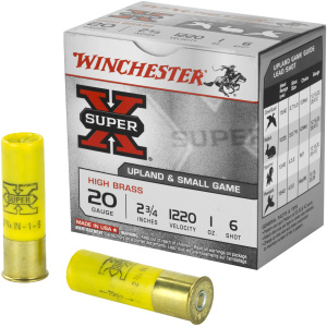 Winchester Super X 20 gauge ammunition box and shells.