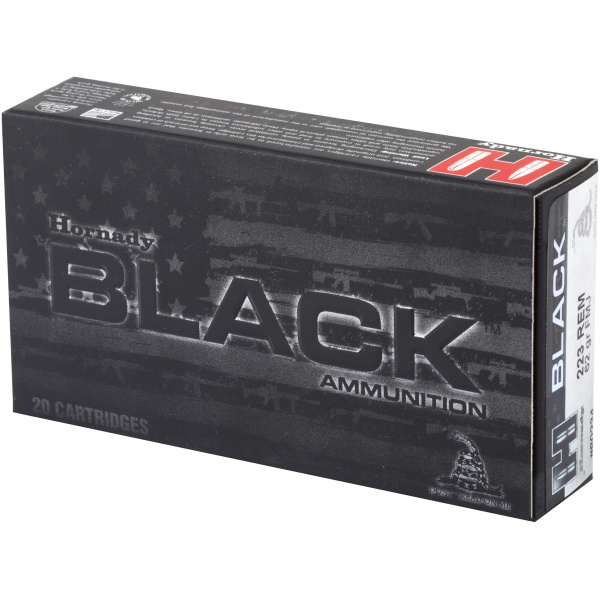 Hornady Black ammunition box, 223 Rem cartridges