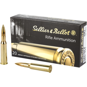 Sellier & Bellot rifle ammunition box and bullets
