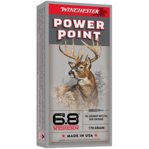 Winchester 6.8 Western Power Point ammo box.