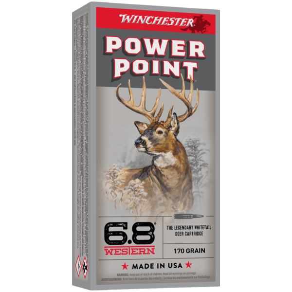 Winchester 6.8 Western Power Point ammo box.