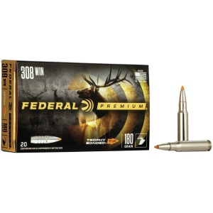 Federal Premium .308 Winchester ammunition box and bullets.