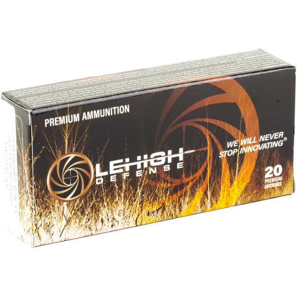 Lehigh Defense premium ammunition box, 20 cartridges.
