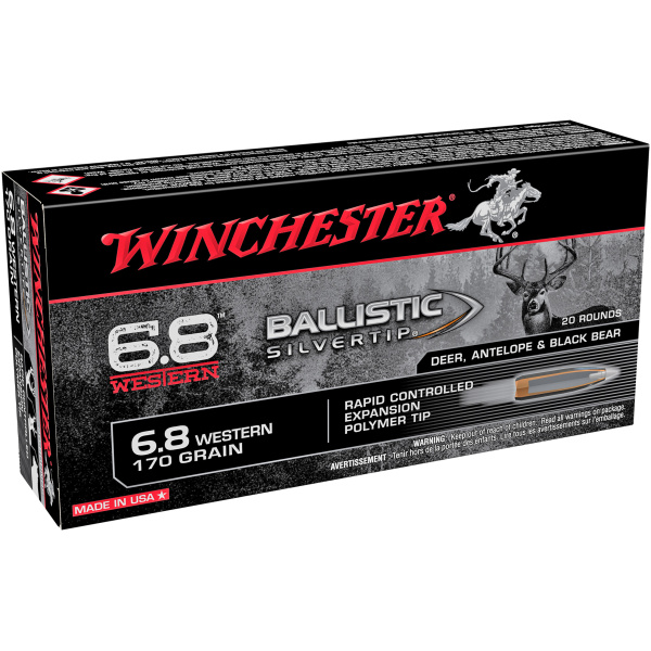 Winchester 6.8 Western Ballistic Silvertip ammo box