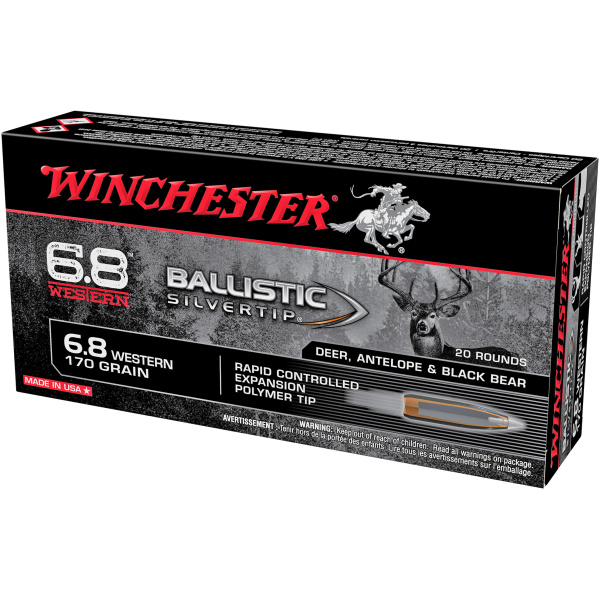Winchester 6.8 Western ammo for hunting.
