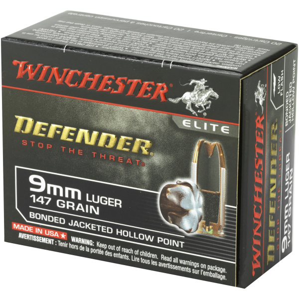 Winchester 9mm Luger ammunition box, 147 grain.