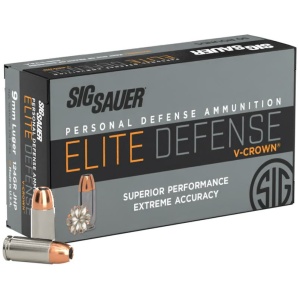 SIG SAUER Elite Defense ammunition box.