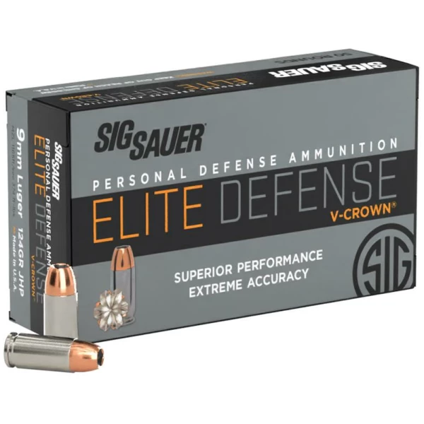 SIG SAUER Elite Defense ammunition box.