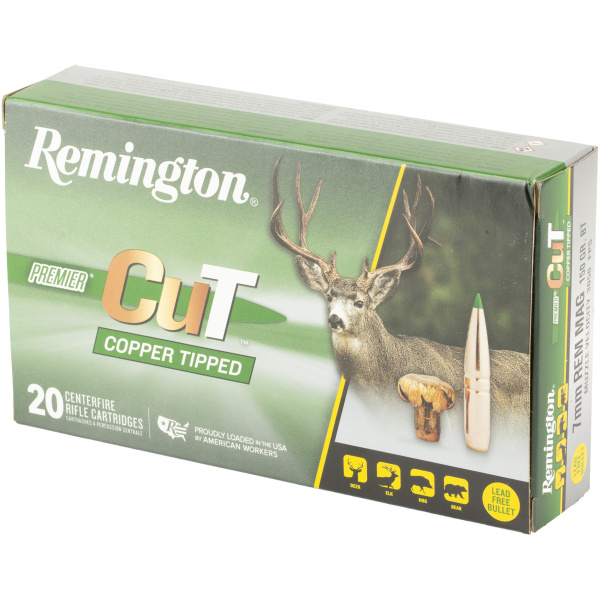 Remington Premier CuT copper-tipped rifle cartridges box.
