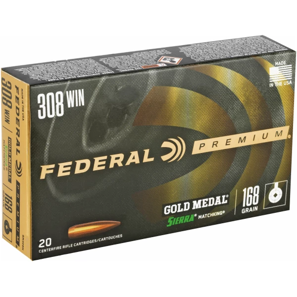 Federal Premium .308 Winchester rifle cartridges, 20 count box.