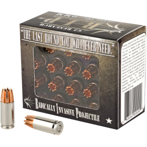 Box of hollow point ammunition rounds.