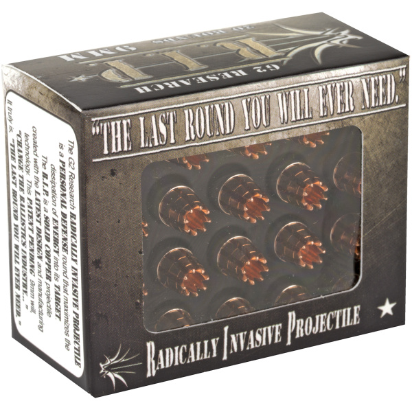 Box of copper bullet ammunition.