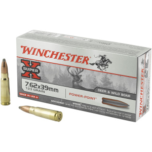 Winchester 7.62x39mm ammunition, 123 grain box.