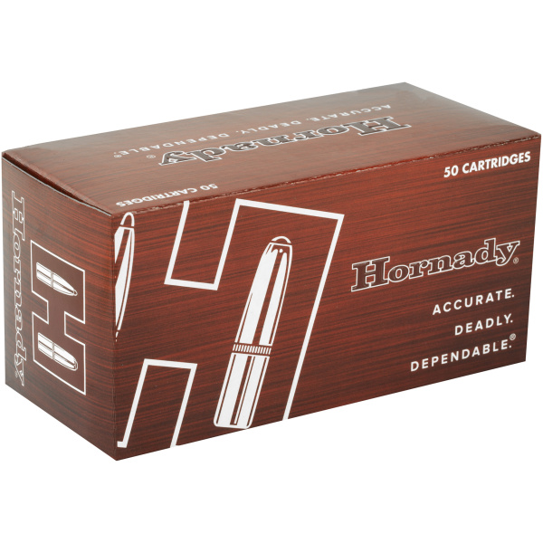 Hornady ammunition box, 50 cartridges, accurate and dependable.