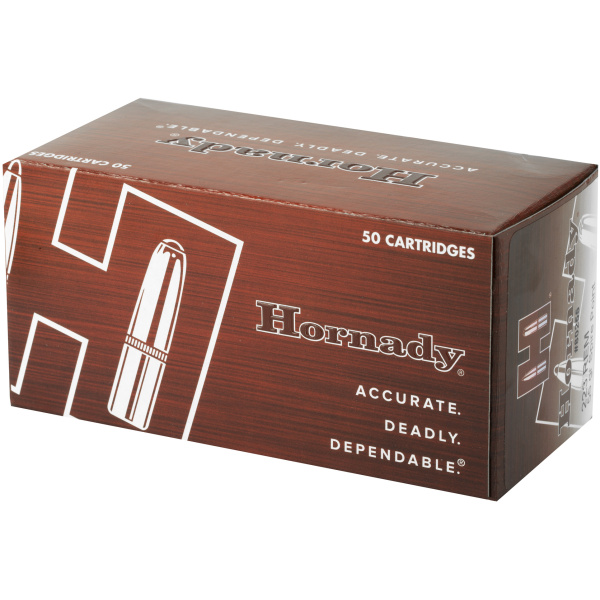 Hornady ammunition box, 50 cartridges, accurate and dependable.