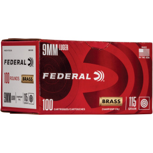 Federal 9mm Luger ammunition box, 100 rounds.