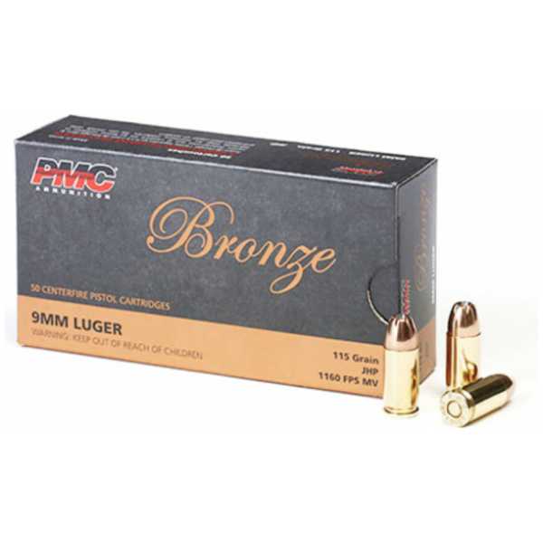 9mm Luger ammunition box with bullets displayed