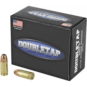 DoubleTap 9mm ammunition box with bullets displayed.