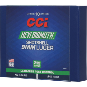 CCI Hevi Bismuth shotshell, 9mm Luger box.