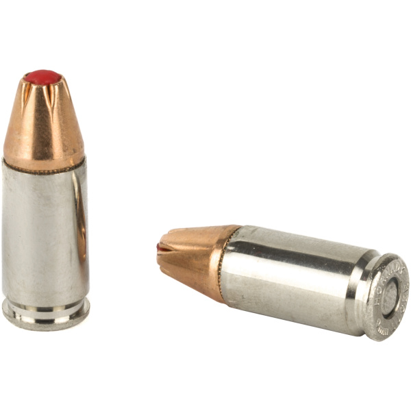 Two shiny bullets on white background