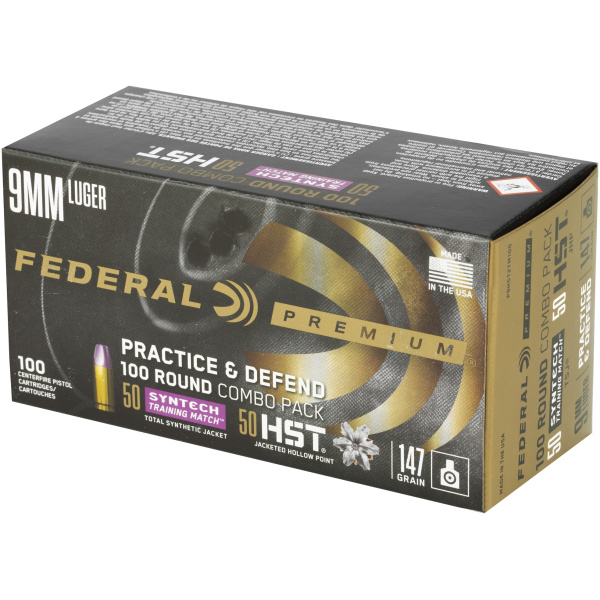Federal Premium 9mm Luger ammo box, 100 rounds