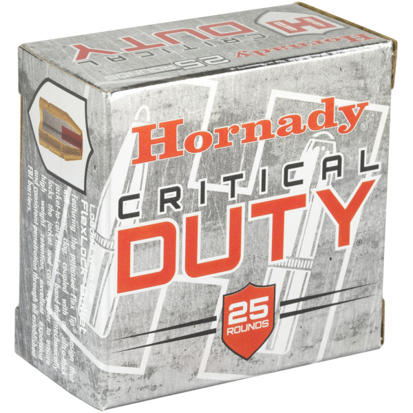 Hornady Critical Duty ammunition box, 25 rounds.