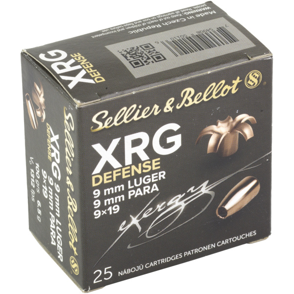 Sellier & Bellot XRG Defense 9mm ammunition box.