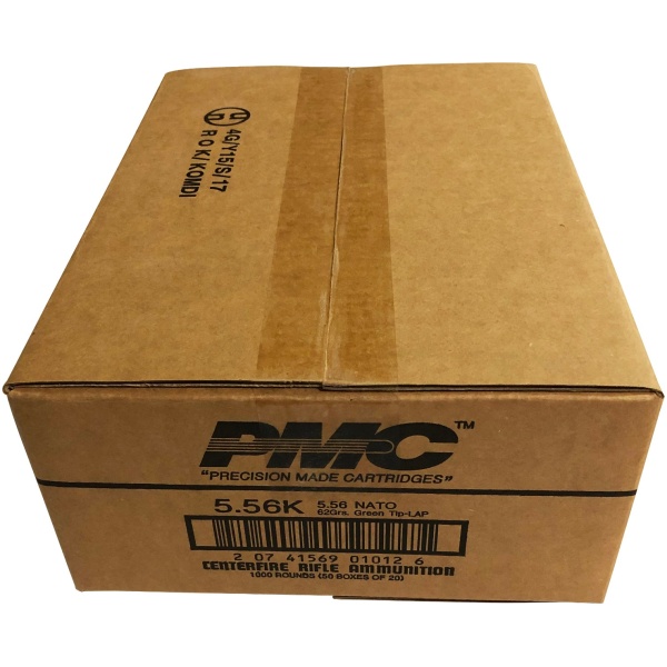 Box of PMC ammunition, 5.56 NATO, 1000 rounds.