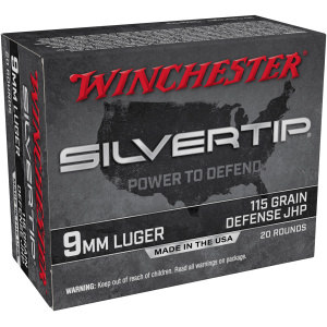 Winchester Silvertip 9mm Luger ammunition box.