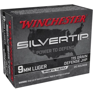 Winchester Silvertip 9mm Luger ammunition box.