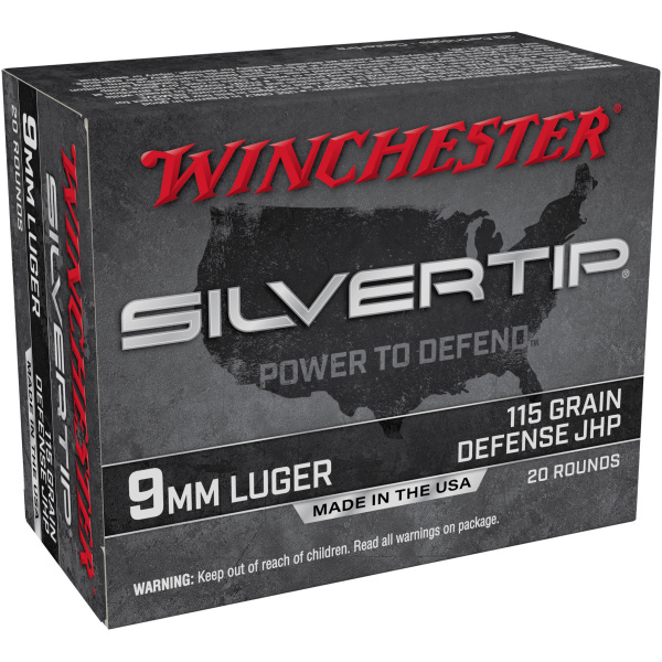 Winchester Silvertip 9mm Luger ammunition box.
