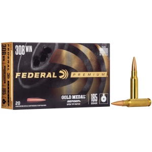 Federal Premium .308 ammunition box and cartridges