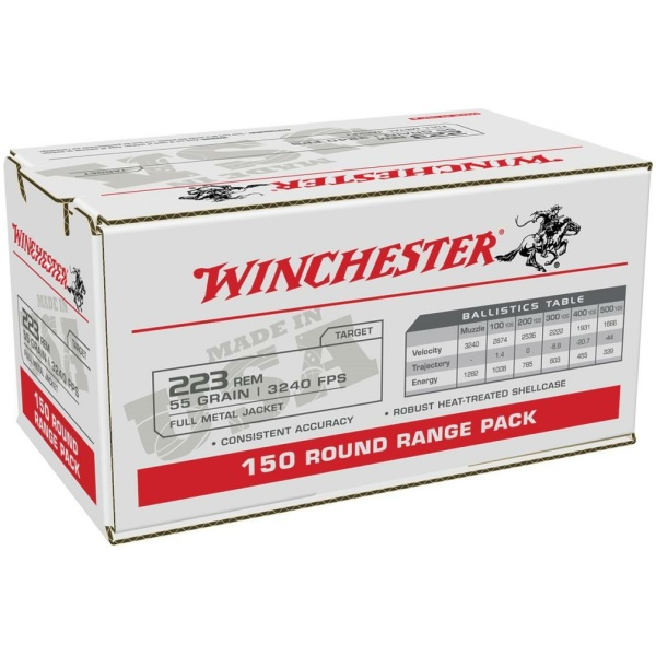 Winchester ammunition box, 150-round range pack.