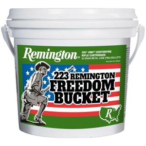 Remington 223 ammo bucket with patriotic design.