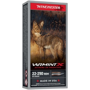 Winchester ammo box with coyote illustration and bullet