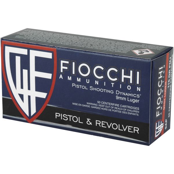 Fiocchi 9mm Luger ammunition box