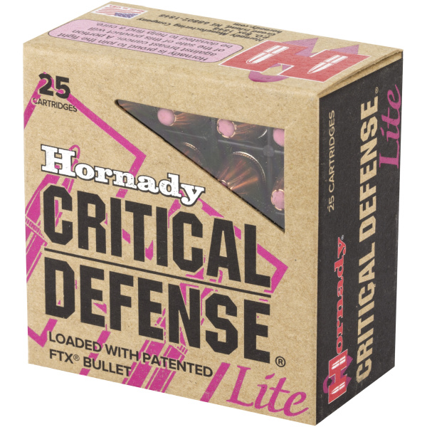 Hornady Critical Defense ammo box, 25 cartridges.